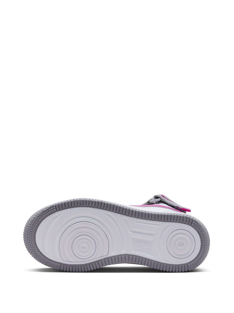 Nike Grey/White Youth Air Force 1 Mid EasyOn Trainers - Image 9 of 13