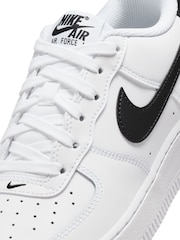 Nike White/Black Air Force 1 Youth Trainers - Image 12 of 14