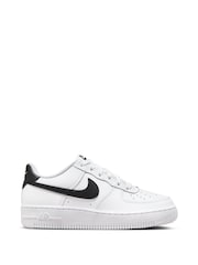 Nike White/Black Air Force 1 Youth Trainers - Image 3 of 14