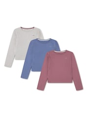 Abercrombie & Fitch Red/Grey/Blue Long Sleeve T-Shirts 3 Pack - Image 1 of 3