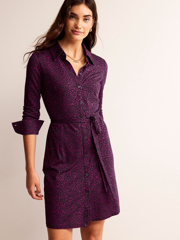 Boden Purple Jessie Jersey Shirt Dress - Image 3 of 6