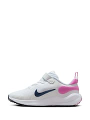 Nike White/Pink Junior Revolution 7 Trainers - Image 2 of 8