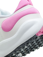 Nike White/Pink Junior Revolution 7 Trainers - Image 8 of 8