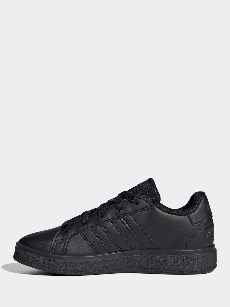 adidas Black Grand Court Lace-Up Trainers - Image 2 of 9