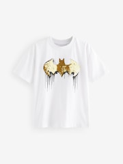 White 100% Cotton Licensed Flip Sequin Batman T-Shirt (3-15yrs) - Image 1 of 4