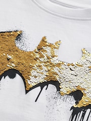White 100% Cotton Licensed Flip Sequin Batman T-Shirt (3-15yrs) - Image 3 of 4
