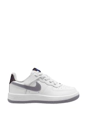Белый/серебристый - Nike Junior Air Force 1 Low Easy On Trainers - Image 1 of 4