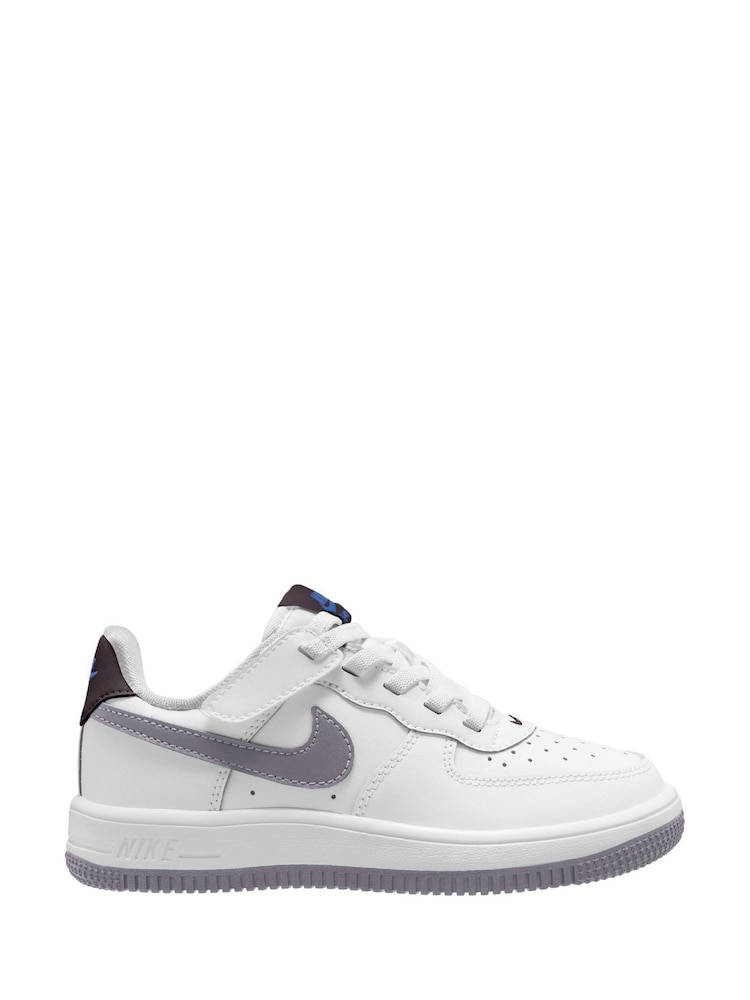 Белый/серебристый - Nike Junior Air Force 1 Low Easy On Trainers - Image 1 of 4