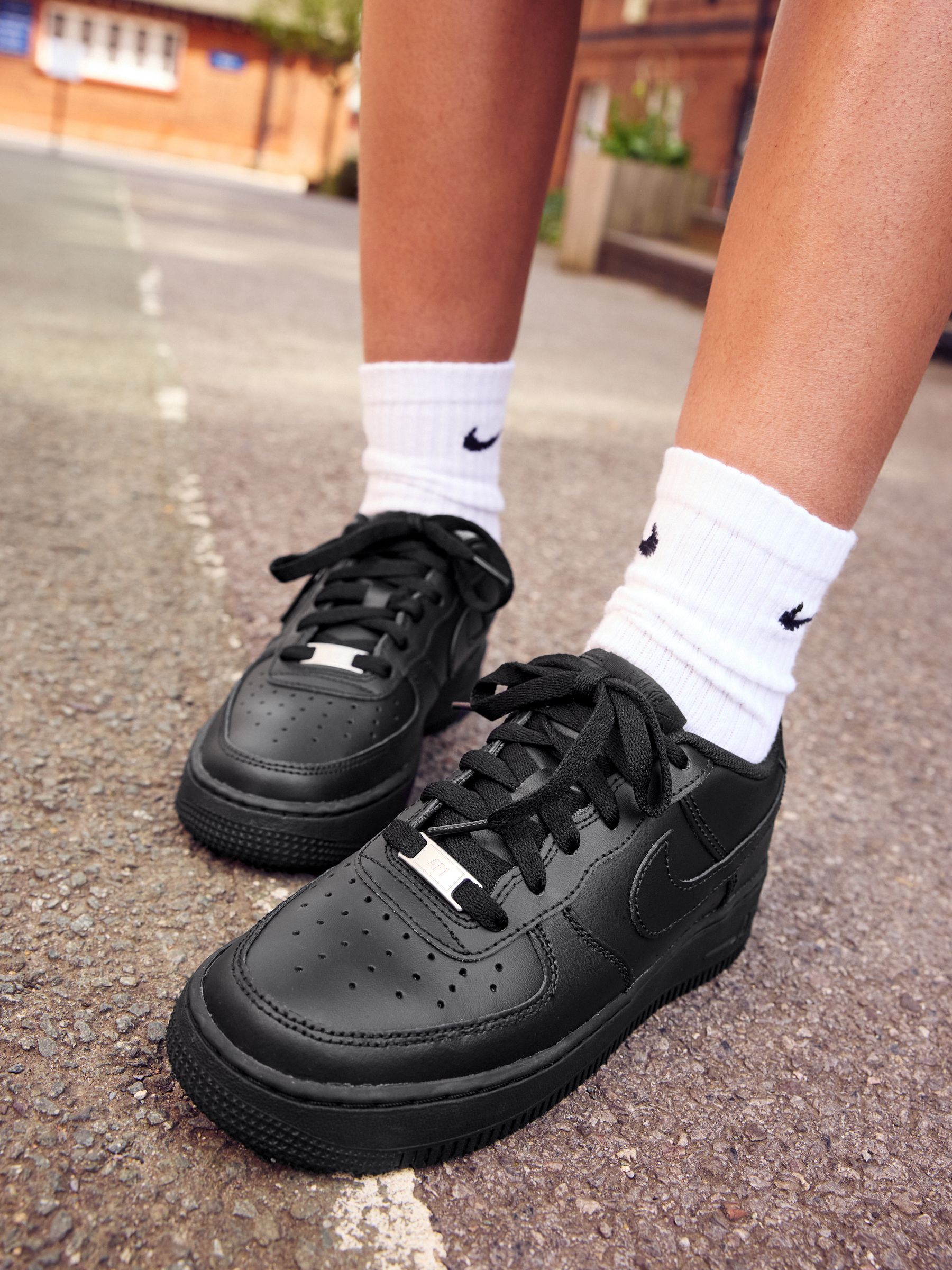 Buy Nike Black Air Force 1 Youth Trainers from Next Luxembourg