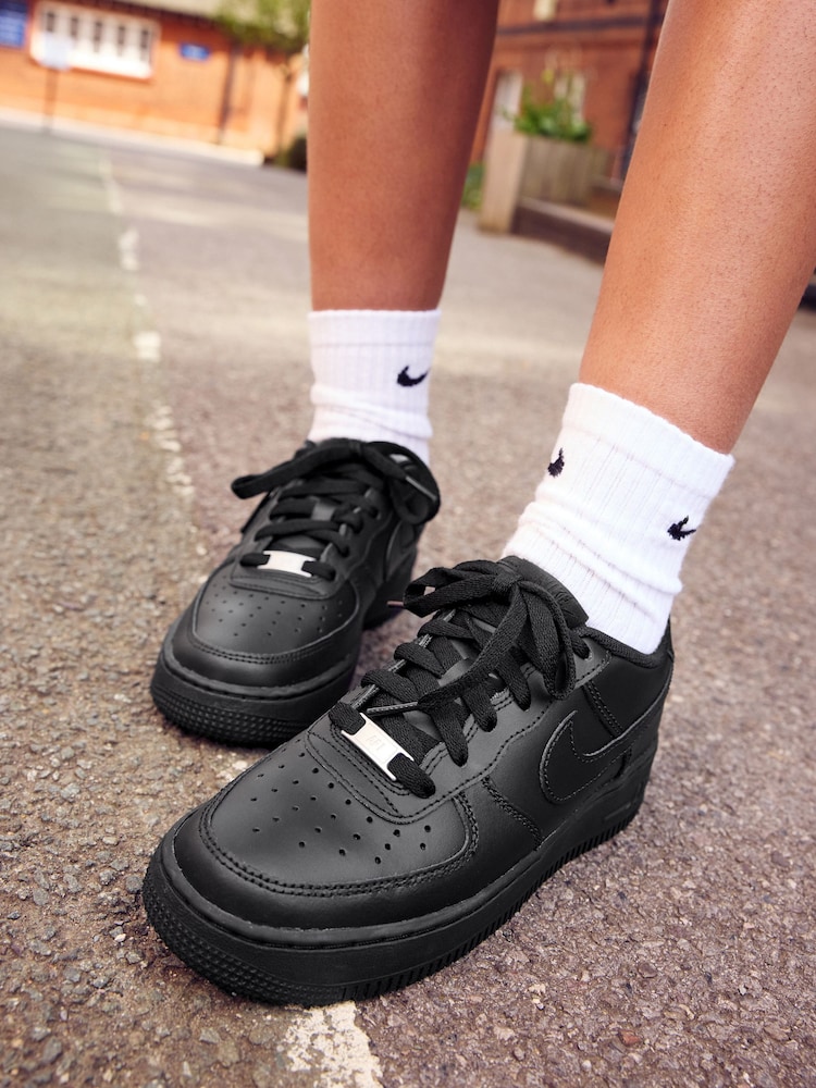 Nike Black Air Force 1 Youth Trainers - Image 3 of 19