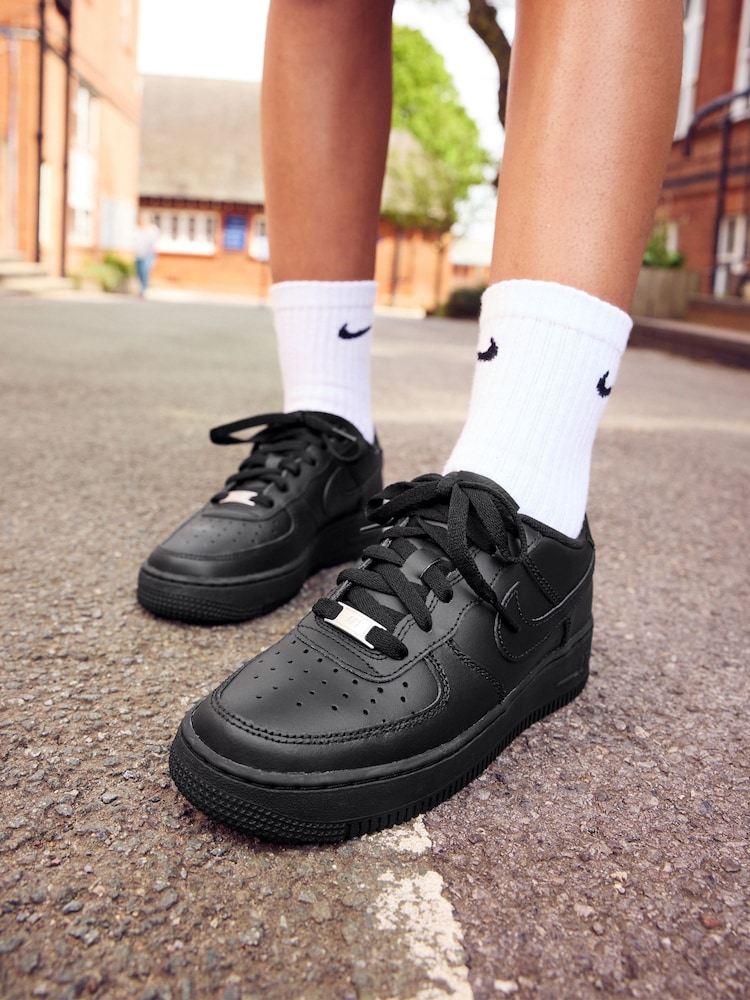 Nike Black Air Force 1 Youth Trainers - Image 7 of 19