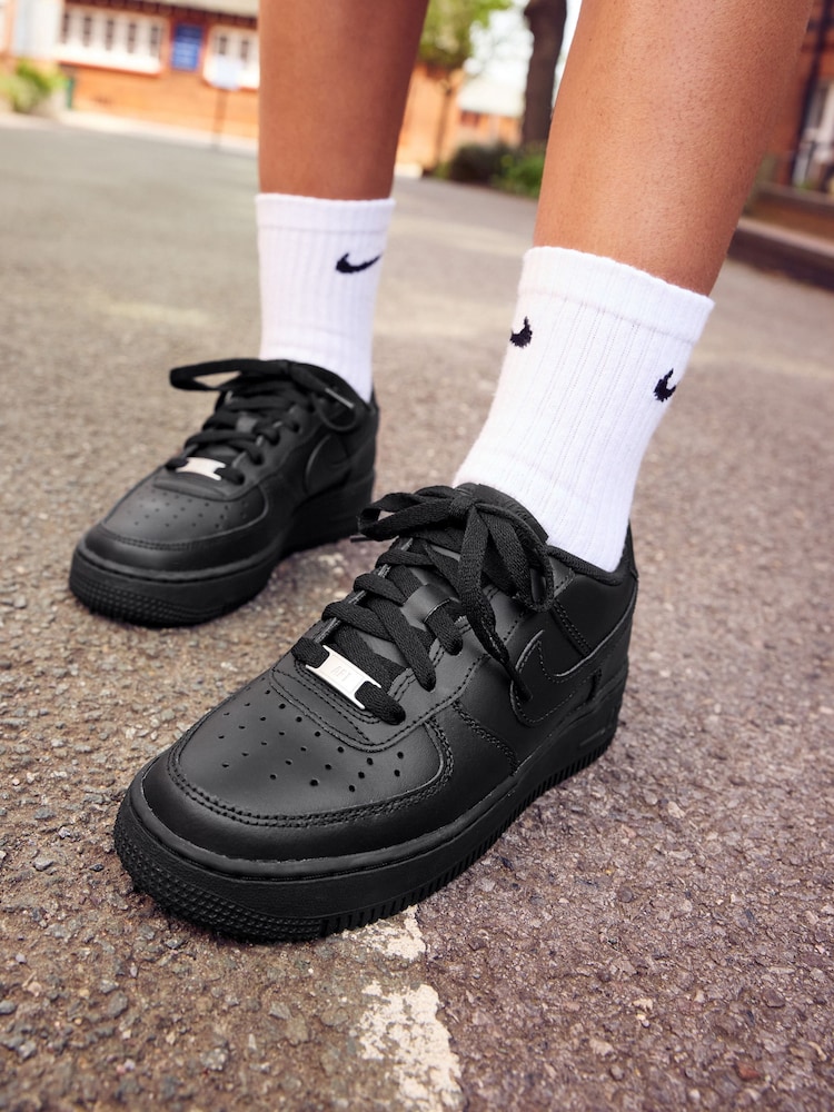 Nike Black Air Force 1 Youth Trainers - Image 8 of 19