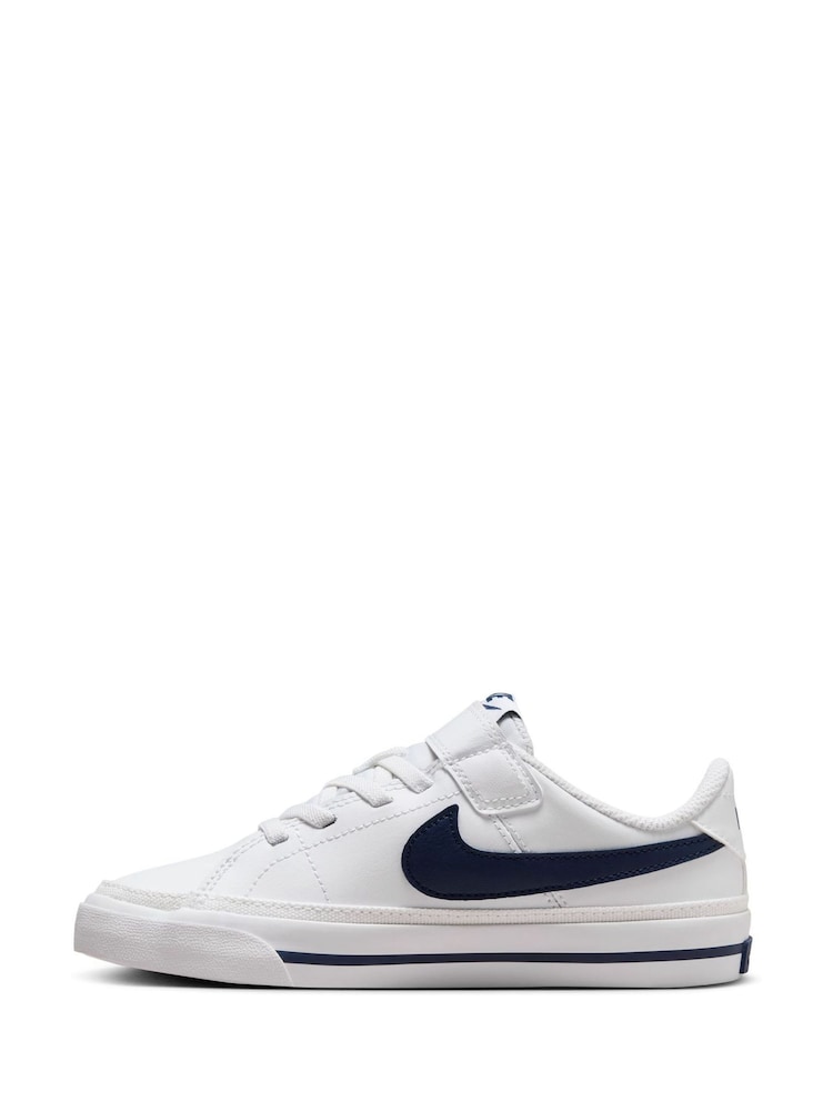 Nike White/Blue Junior Court Legacy Trainers - Image 2 of 9