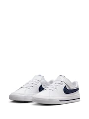 Nike White/Blue Junior Court Legacy Trainers - Image 3 of 9