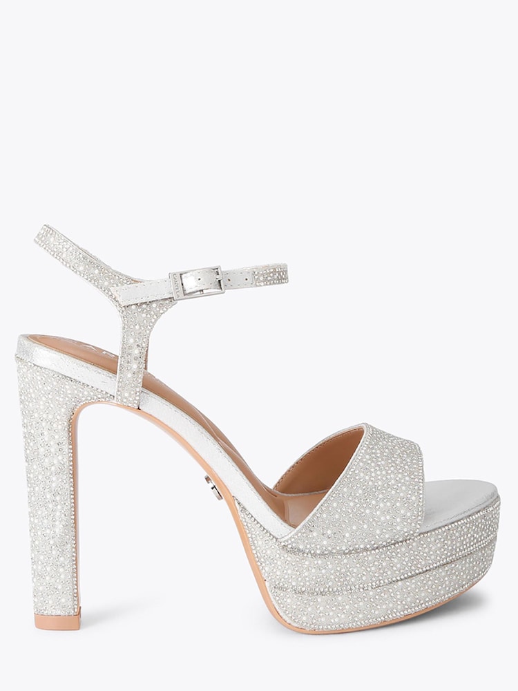Carvela White Isadora Embellished Platform Heeled Sandals - Image 1 of 4 Carvela White Isadora Embellished Platform Heeled Sandals - Image 1 of 4