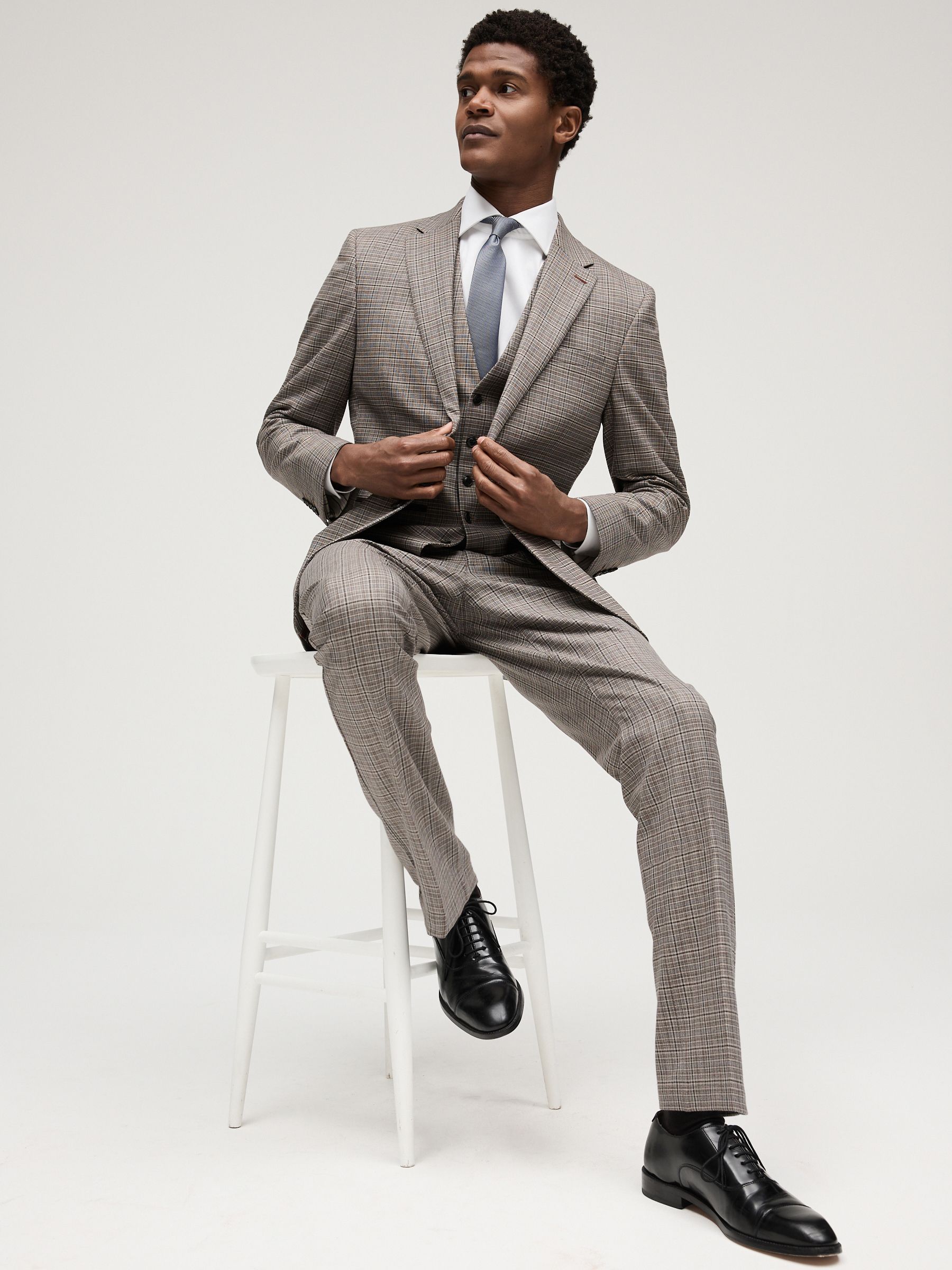 Skinny fit grey check suit on sale