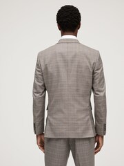 Taupe Skinny Fit Trimmed Check Suit: Jacket - Image 2 of 10