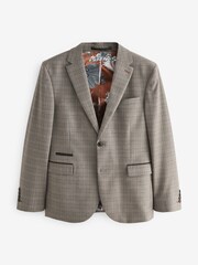 Taupe Skinny Fit Trimmed Check Suit: Jacket - Image 6 of 10