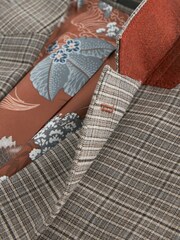 Taupe Skinny Fit Trimmed Check Suit: Jacket - Image 8 of 10