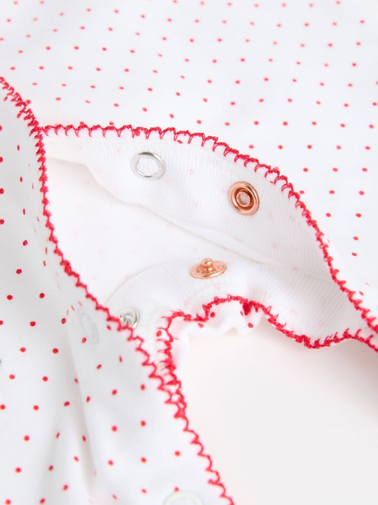 Red/White Baby Footed 100% Cotton Sleepsuits 4 Pack (0-3yrs) - Image 12 of 12