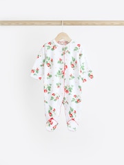 Red/White Baby Footed 100% Cotton Sleepsuits 4 Pack (0-3yrs) - Image 5 of 12