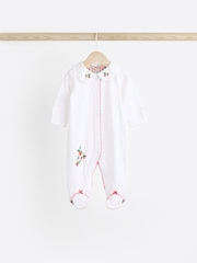 Red/White Baby Footed 100% Cotton Sleepsuits 4 Pack (0-3yrs) - Image 6 of 12