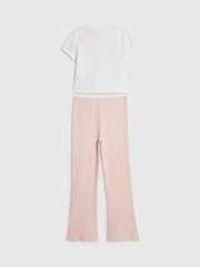 River Island Pink Bow Baby T-Shirt & Kickflare Legging Set - Image 2 of 4
