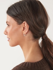 Sterling Silver Heart Hoop Earrings with Cubic Zirconia - Image 2 of 3