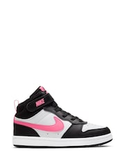 Nike Black/Pink Junior Court Borough Mid Trainers - Image 1 of 11
