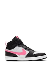 Nike Black/Pink Junior Court Borough Mid Trainers - Image 3 of 11