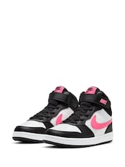 Nike Black/Pink Junior Court Borough Mid Trainers - Image 5 of 11