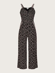 Monsoon Black Dot Print Shirred Jumpsuit in Lenzing™ EcoVero™ - Image 5 of 5