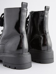 Black Textured Patent Extra Wide Fit Forever Comfort® Lace-Up Boots - Image 5 of 7