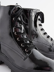 Black Textured Patent Extra Wide Fit Forever Comfort® Lace-Up Boots - Image 7 of 7
