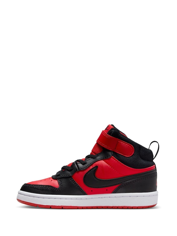 Rood/zwart - Nike - Junior Court Borough halfhoge sneakers - Image 4 of 11