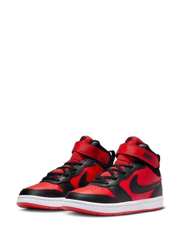 Rood/zwart - Nike - Junior Court Borough halfhoge sneakers - Image 5 of 11