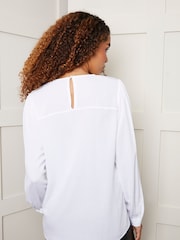 Threadbare White Keyhole Neck Long Sleeve Blouse - Image 2 of 4