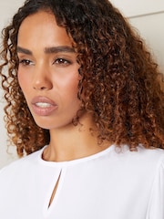 Threadbare White Keyhole Neck Long Sleeve Blouse - Image 4 of 4