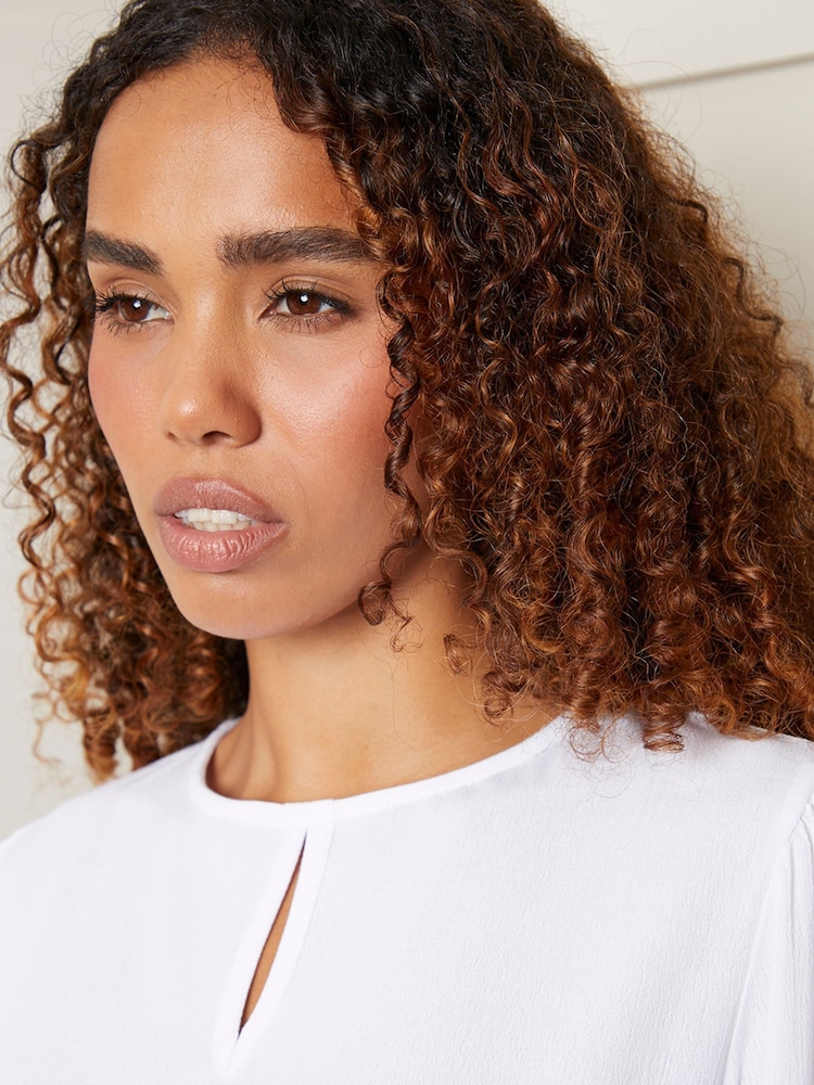 Threadbare White Keyhole Neck Long Sleeve Blouse - Image 4 of 4 Threadbare White Keyhole Neck Long Sleeve Blouse - Image 4 of 4