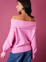 Threadbare Pink Knitted Bardot Jumper - Image 3 of 4