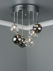 Dar Lighting Silver Quinn 6 Light Semi Flush Fitting Ceiling Light - Image 1 of 4