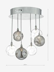 Dar Lighting Silver Quinn 6 Light Semi Flush Fitting Ceiling Light - Image 2 of 4