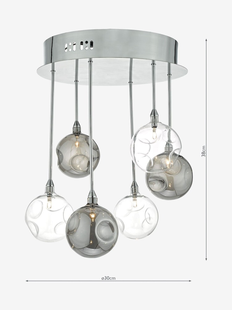 Dar Lighting Silver Quinn 6 Light Semi Flush Fitting Ceiling Light - Image 2 of 4