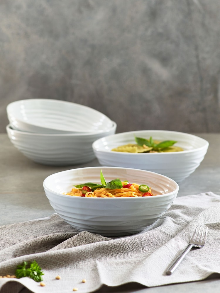 Set of 4 White Large Malvern Organic Shaped Pasta Bowls - Image 1 of 6