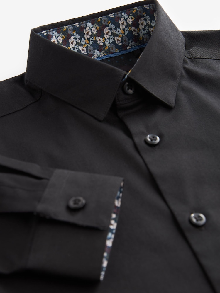 Black Long Sleeve Long Sleeves Smart Trimmed Shirt (3-16yrs) - Image 1 of 3