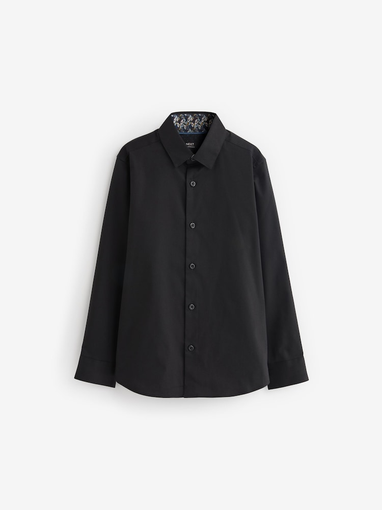 Black Long Sleeve Long Sleeves Smart Trimmed Shirt (3-16yrs) - Image 2 of 3