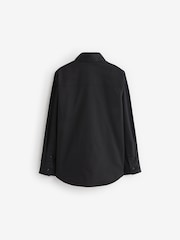 Black Long Sleeve Long Sleeves Smart Trimmed Shirt (3-16yrs) - Image 3 of 3