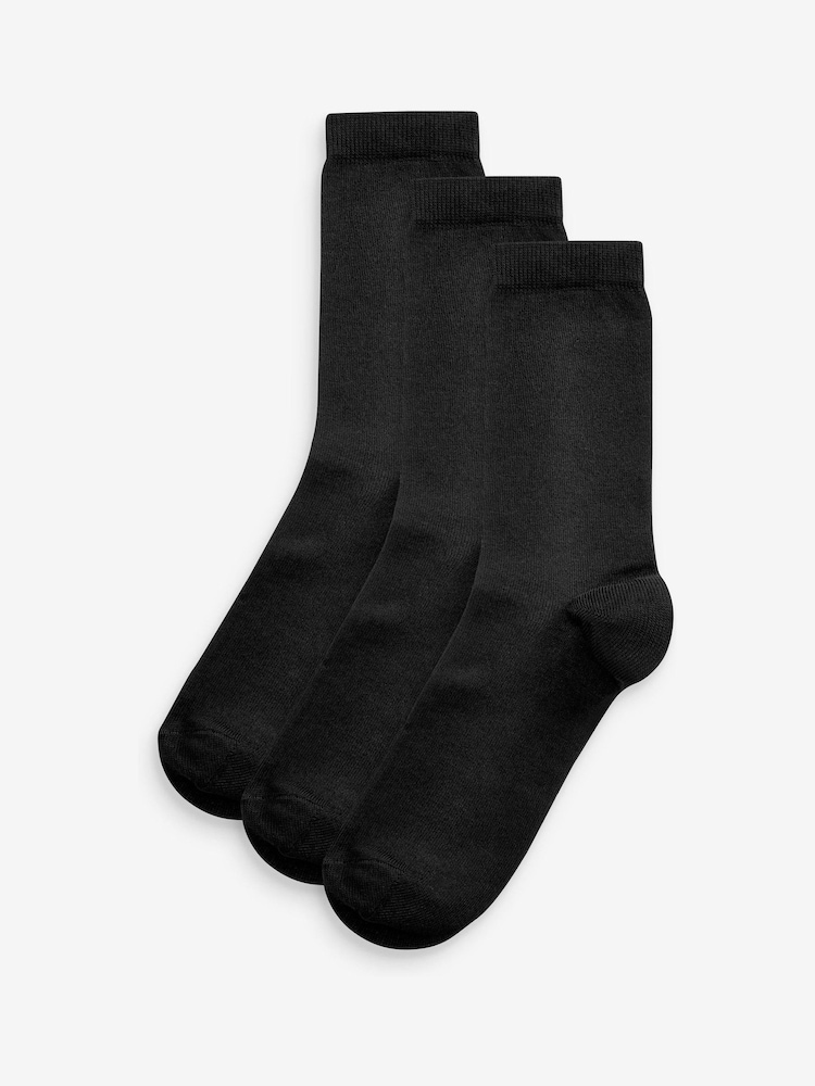 Black Soft Viscose Ankle Socks 3 Pack - Image 1 of 2