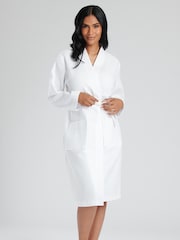 Loungeable White 100% Cotton Waffle Robe - Image 4 of 6