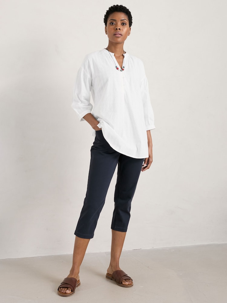 Seasalt Cornwall Blue Albert Quay Slim Fit Crop Trousers - Image 1 of 6